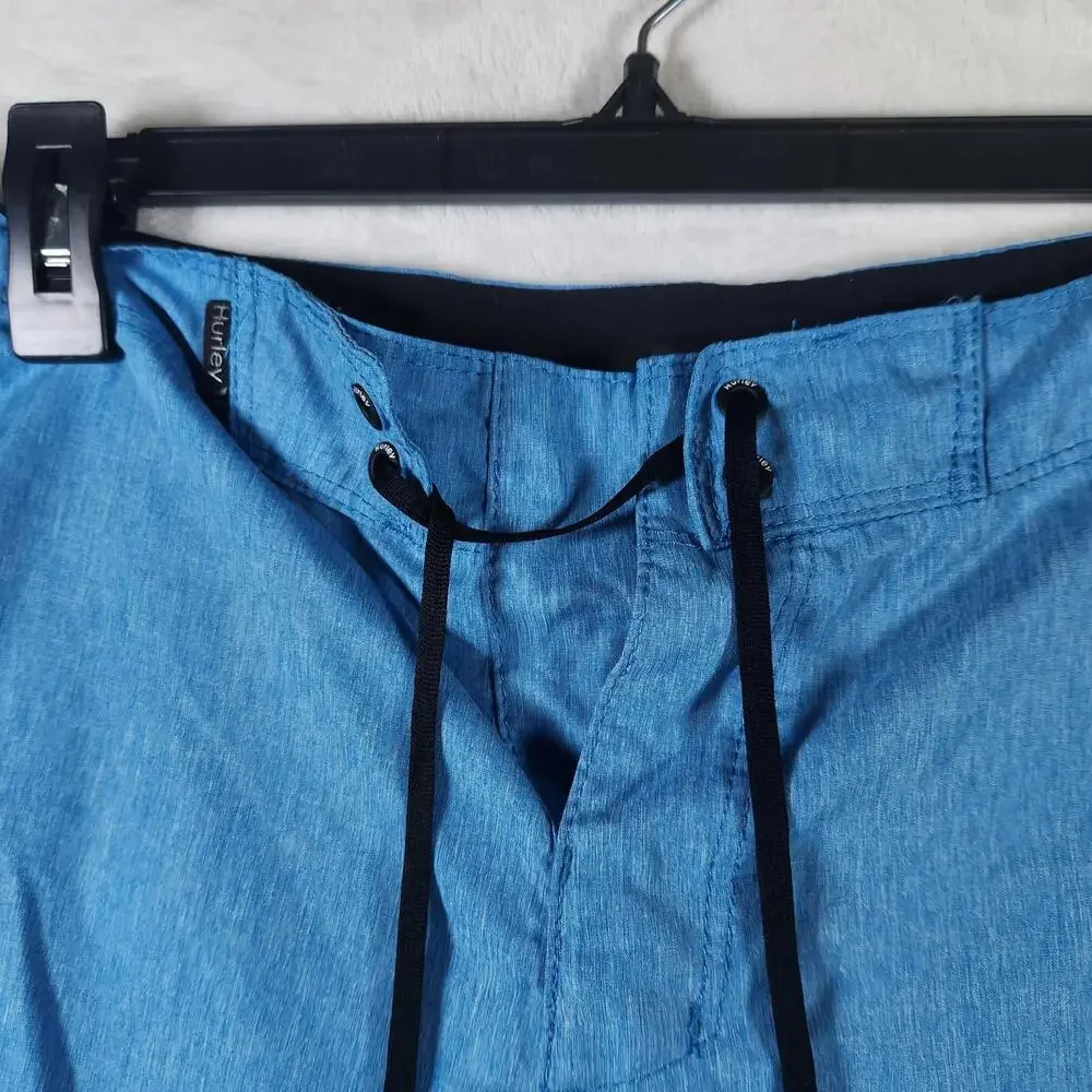 Hurley Mens Board‎ Shorts Sz 30 Blue Swim Trunks Surf Logo Drawstring